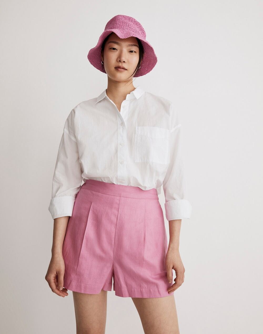 ✨2/$30✨ Madewell Clean Pull On Shorts Small Pink Linen Cotton Casual Summer Mini